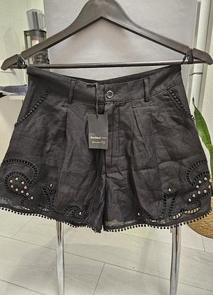 Новые женские черные шорты натуральная ткань xs/s river island