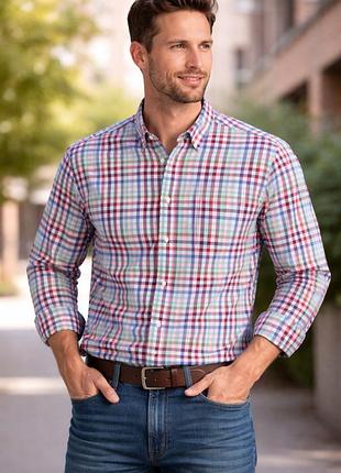 Воротник 40 см boss hugo boss size m ronny_21 100% cotton slim fit 
 легка картата  сорочка