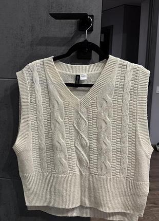 Желет в’язаний молочний , h&m , s