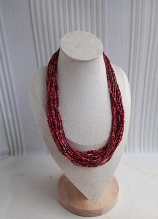 Красный колье, ожерелье красное
