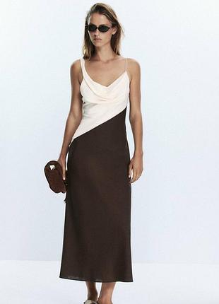 Комбинированное платье миди от zara