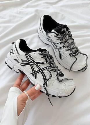 Женские кроссовки asics gel-kahana 8 white black ассикс белого с черными цветами