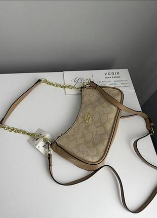 Женская сумка coach багет, сумка коач, кроссбоди, багет, сумка на плечо, сумка через плечо коричневий