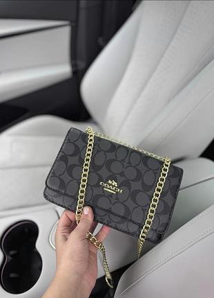 Женская сумка coach, сумка коач, брендовая сумка, сумка на плечо, сумка через плечо, кросс боди чорний