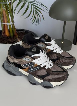 Мужские кроссовки new balance 9060 brown black grey 1950 беланс коричневого с черным и серым цветами