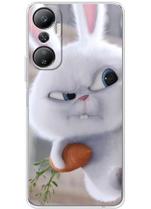 Чехол силиконовый с картинкой на infinix hot 20 4g (кролик снежок)