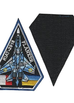 Шеврон военный / армейский, су 27 riat 2018 украина - франция, на липучке, на черном, всу 8 см*12см