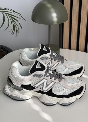 Женские кроссовки new balance 9060 beige white blackun баланс бежевого с белым и черным цветов