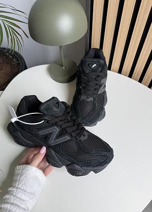 Женские кроссовки new balance 9060 black grey 1950 беланс черного с серым цветами