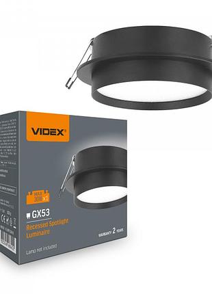 Светильник videx под лампу gx53 врезной круглый черный (vl-spf33r-b)