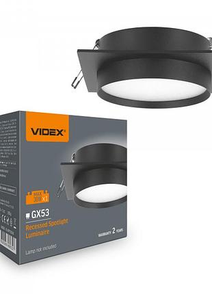 Светильник videx под лампу gx53 врезной квадратный черный (vl-spf33s-b)