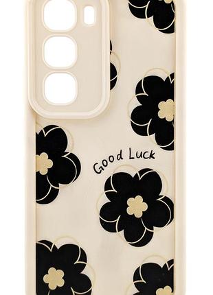 Чехол shock case print для infinix hot 60 pro бампер силиконовый бежевый цветы