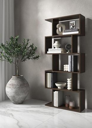 Полка для книг vays m-12 венге темный, стеллаж на 5 полок, лдсп, 70×24×163 см - для дома, гостиной, офиса
