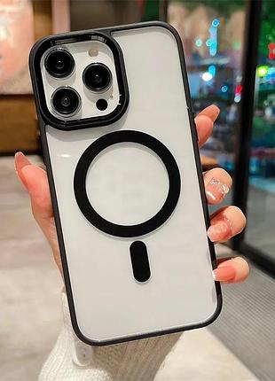 Чорний прозорий чохол на iphone 12 pro з magsafe