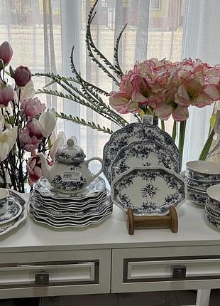 Столовый сервиз royal grace на 6 персон dy03 голубая роза (34 предмета)