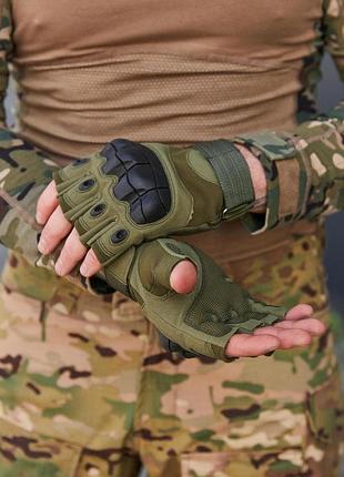 Рукавиці безпалі oakley tactical pro з кісточками, олива