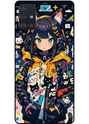Чехол силиконовый бампер для samsung a71 с рисунком котики аниме