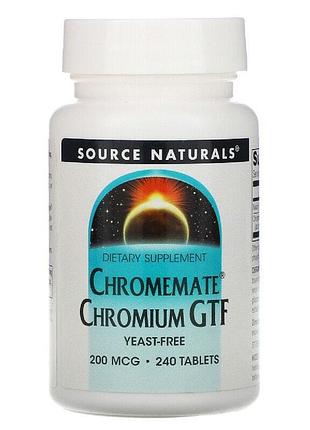 Хром gtf 200мкг, chromemate, source naturals, 240 таблеток