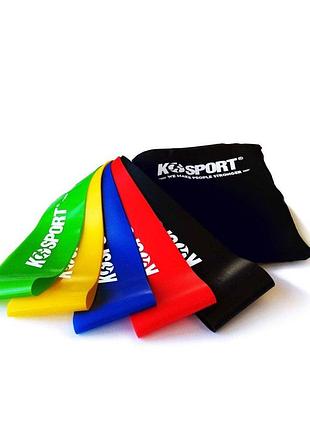 Набір стрічок-еспандерів для вправ k-sport power band mini kit 5 gums різнокольорові