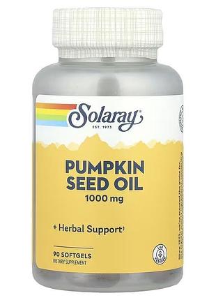 Масло семян тыквы, 1000 мг, pumpkin seed oil, solaray, 90 гелевых капсул