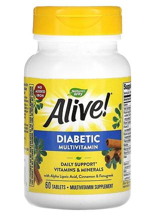 Диабетические мультивитамины alive! diabetic multivitamin, nature's way, 60 таблеток — комплексная поддержка при диабете