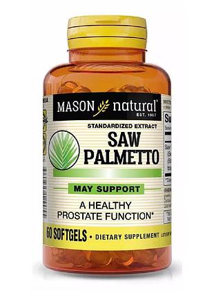 Со пальметто экстракт, здоровье простаты, mason natural, 60 капсул — для мочеполовой системы, энергии и кожи