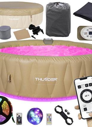 Джакузи-spa надувное thunder latte 6-местное с гидромассажем, подогревом и led-подсветкой
