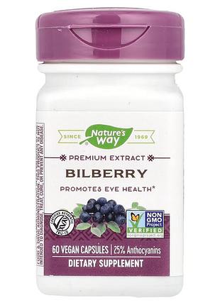 Чорниця, преміум екстракт, bilberry, premium extract, nature's way, 60 вегетаріанських капсул