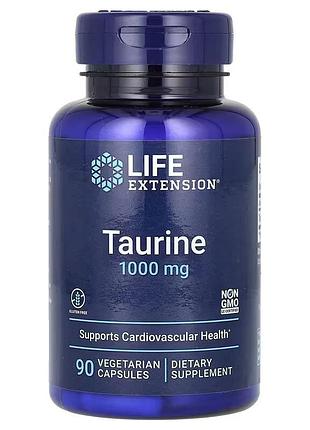 Таурин, 1000 мг, taurine, life extension, 90 капсул — для сердца, энергии и восстановления мышц
