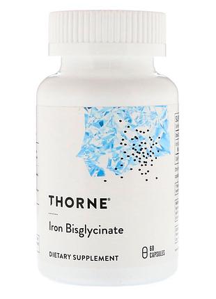 Залізо бісгліцинат 25 мг, iron bisglycinate, thorne, 60 капсул