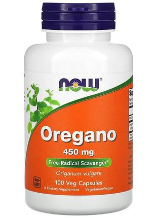 Орегано, 450 мг, oregano, now foods, 100 вегетарианских капсул