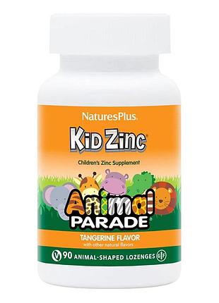 Цинк для детей kid zinc animal parade, nature's plus — вкус мандарина, 90 таблеток для рассасывания