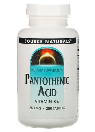 Source naturals, пантотенова кислота, вітамін в-5, 250 мг, 250 таблеток
