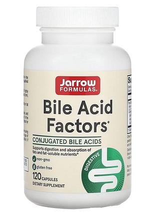 Желчные кислоты, bile acid factors, jarrow formulas, 120 капсул — для пищеварения и печени