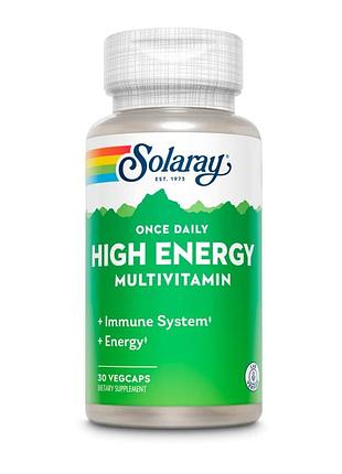 Мультивитамины, once daily high energy, solaray, 30 вегетарианских капсул
