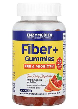 Клетчатка + с пребиотиками и пробиотиками, вкус красного апельсина, fiber +, enzymedica, 60 конфет