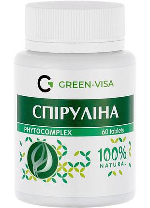 Спіруліна green visa — натуральний суперфуд для детоксу й енергії, 60 таблеток