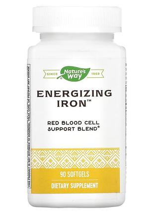 Залізо енергетичне, energizing iron, nature's way, 90 гелевих капсул