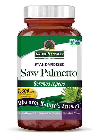 Со пальметто (сереноя), 1600 мг, saw palmetto, nature's answer, 120 капсул — для мочеполовой системы, энергии и кожи