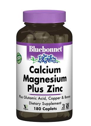 Кальций, магний и цинк, bluebonnet nutrition — 1000 мг + 400 мг + 15 мг для костей и сердца, 180 капсул