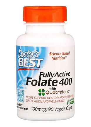 Полностью активированный фолат 400мкг, quatrefolic, doctor's best, 90 гелевых капсул