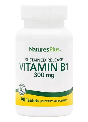 Витамин в1 (тиамин), vitamin b1, natures plus, 300 мг, 90 таблеток — для энергии, памяти, иммунитета и сердечно-сосудистой системы