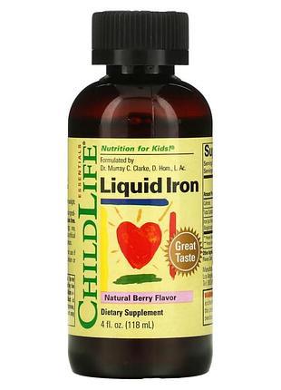 Жидкое железо для детей, вкус ягод, liquid iron, childlife, 118 мл