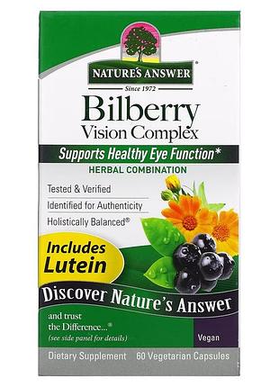 Комплекс для зрения с черникой, bilberry vision complex, nature's answer, 60 вегетарианских капсул