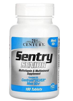 Мультивітаміни і мультімінерали для чоловіків 50+, sentry, senior, 21st century, 100 таблеток
