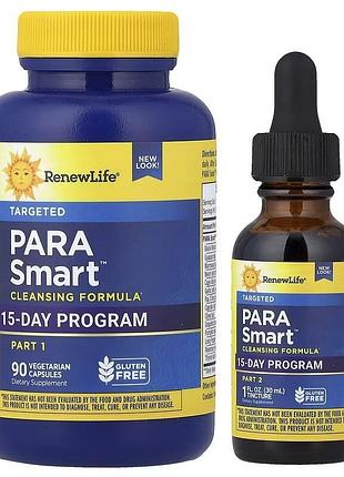 Очисна формула 15-денна програма parasmart cleansing, renew life — капсули + краплі для детоксу та шкт, 90 капсул + краплі