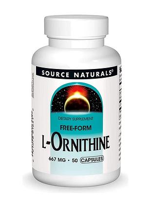 Орнітин, 667 мг, l-ornithine, source naturals, 50 капсул