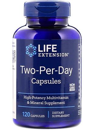 Мультивитамины дважды в день, two-per-day, life extension, 120 капсул