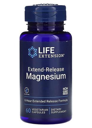 Магній пролонгованої дії, extend-release magnesium, life extension, 60 вегетаріанських капсул