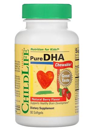 Дгк для детей pure dha childlife 90 гелевых капсул — ягодный вкус для мозга, зрения и иммунитета